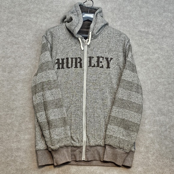 Hurley Other - Hurley Men Fleece Lined Full Zip Hooded Jacket Gray Size Large